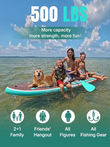 Image of Niphean (Extra Large) Inflatable Paddle Board, SUP for 2+1 People /Family 500lbs Capacity Stand Up Paddle Board with SUP Accessories, StabilTrac Fin Non-Slip Paddleboard for Adults