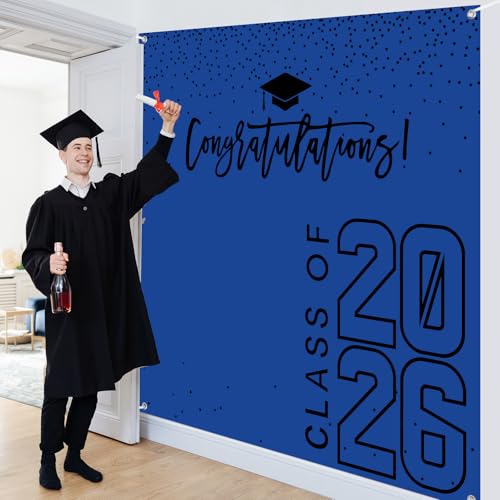 Fondo fotográfico de graduación 6x6 pies azul negro miniatura 4