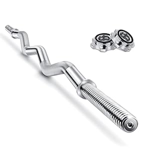 Barbell Bar for Weightlifting Body Building 25mm Weight Lifting, Curl Bar for 1 Inch Standard Weight Plates, Solid Chrome Barbell for Bench Press, Bodybuilding Spinlock, Curls or Spring Collar