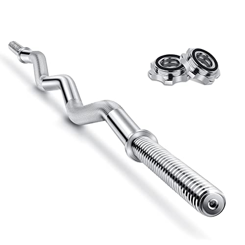 Barbell Bar for Weightlifting Body Building 25mm Weight Lifting, Curl Bar for 1 Inch Standard Weight Plates, Solid Chrome Barbell for Bench Press, Bodybuilding Spinlock, Curls or Spring Collar