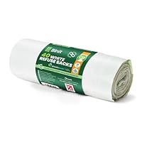 BIN IT 40 White Drawstring 30L Strong & Secure, Refuse Sacks, Bin Bags, Bin Liners, Recycled, Tear Resistant, 30 μm, Perfect for Everyday Use, Household, Office, Kitchen & Caterers