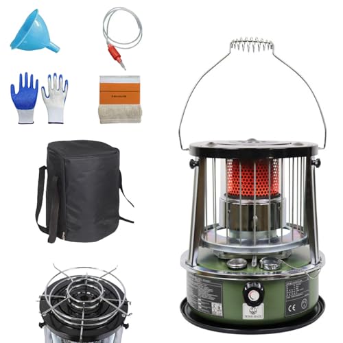 9000 BTU estufa de parafina Tanque de 4,6L estufas parafina Calefacción de emergencia sin electricidad Calentador para camping, garaje, hogar y emergencias.,militarygreen-height-increasing