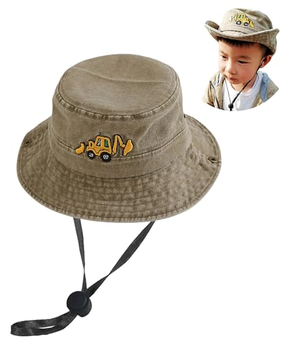 Excavator Toddler Baby Bucket Hats for Kids UV Protection Beach Hat Kids Camping Fishing Hat for Boy 2-8 Years
