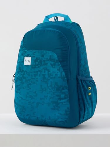 Image of Wildcraft Wiki 1 30L Laptop Backpack for Men & Women | Fits 15.6 inch Laptop | Padded Shoulder Straps, Multi Compartments, Anti-Theft Zippers | School & College Bag | Jacquard Pattern Blue