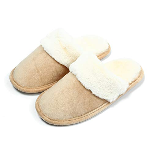 ten-tatent Women's Comfy Fuzzy House Slippers, Anti-Slip Fluffy Slip on Scuff Slipper, Bedroom Living Room Outdoor Indoor
