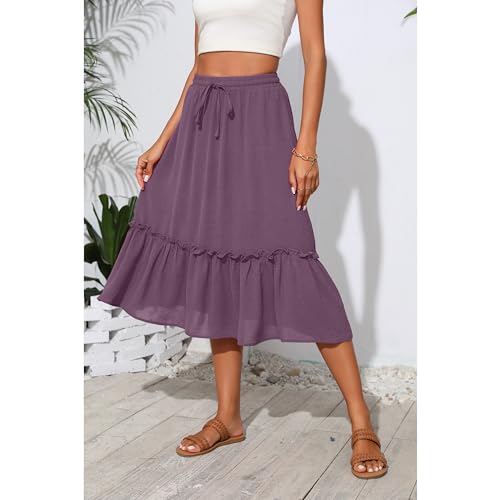Image of Witsmile High Waist Tiered Skirts for Women Flowy Skirts for Women Long Length with Pockets 2026 Fashion Trendy