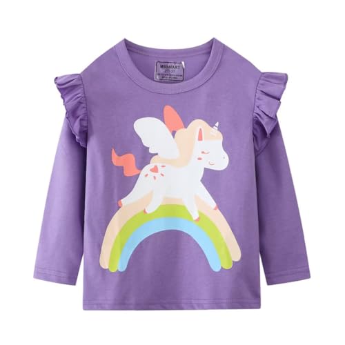 Image of Toddler Girl Long Sleeve T-Shirts Kids Cotton Fall Top 2-7 Years | 3 Pieces Soft Cotton Casual T-Shirt