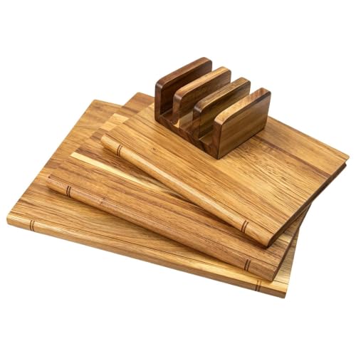 Tablas de cortar de madera con forma de libro para servir pan, bistec y quesos 2