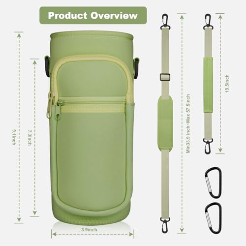 Image of Water Bottle Holder with Strap, Water Bottle Carrier Bag with Phone Pocket, Crossbody Hand Strap Insulated Neoprene 32 /40 oz Water Bottle Sleeve for Walking Hiking Camping Theme Park