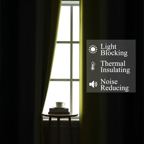 Estelar Textiler Navy Blue and Yellow Ombre Blackout Curtains 54 Inch Length 2 Panels, Full Room Darkening Gradient Drapes for Kitchen, Thermal Insulated Grommet Short Curtains for Bedroom,42Wx54L