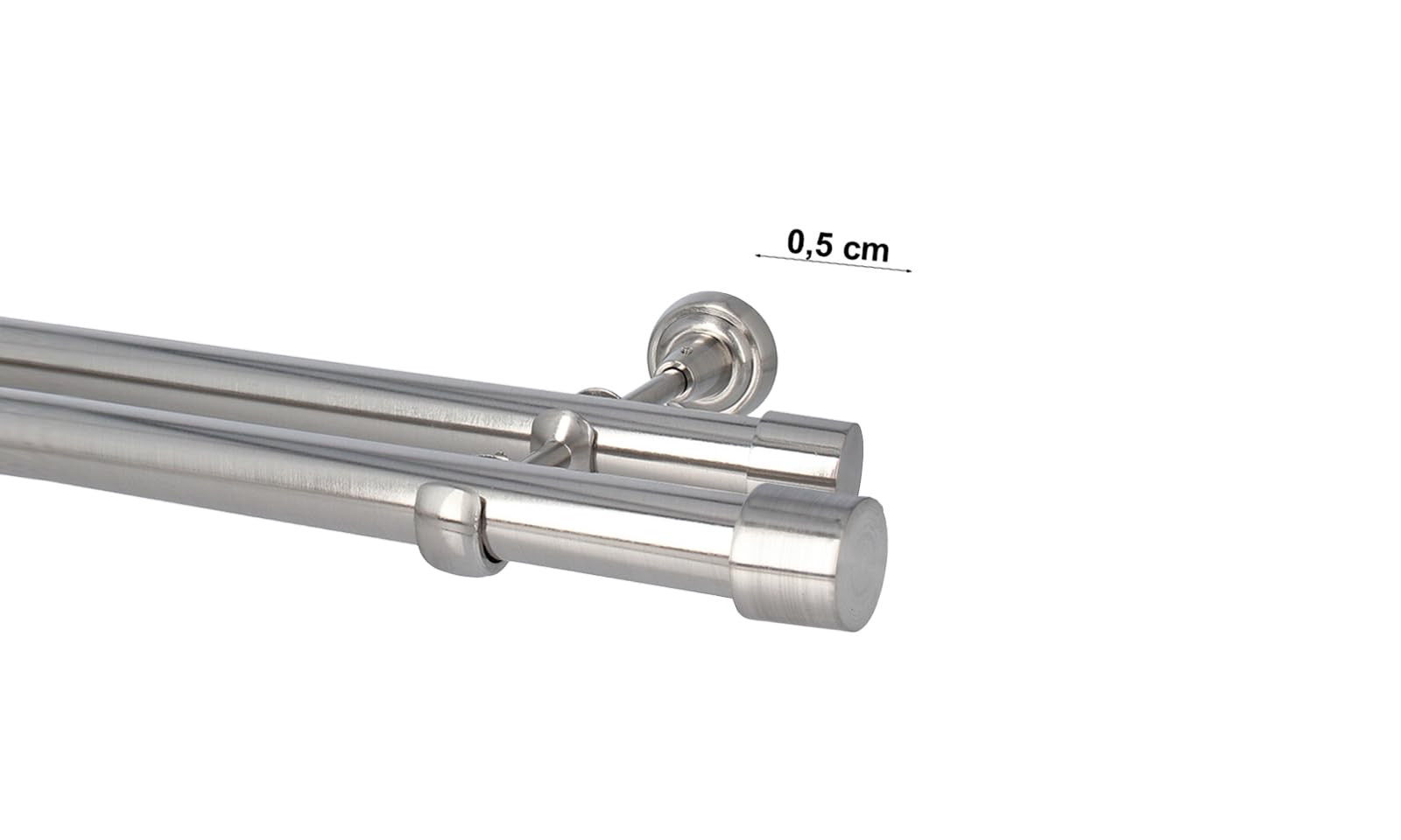 Sento Ø 25/25 mm Bastone per Tende Montaggio a Muro Effetto Acciaio Inox 200 cm Albana