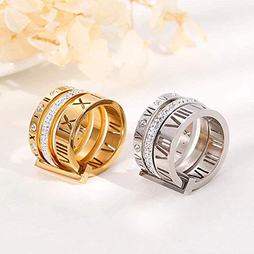 Stainless Steel CZ Zirconia Roman Numeral Ring for Women 3 in 1 Trinity Wedding Band Rings4