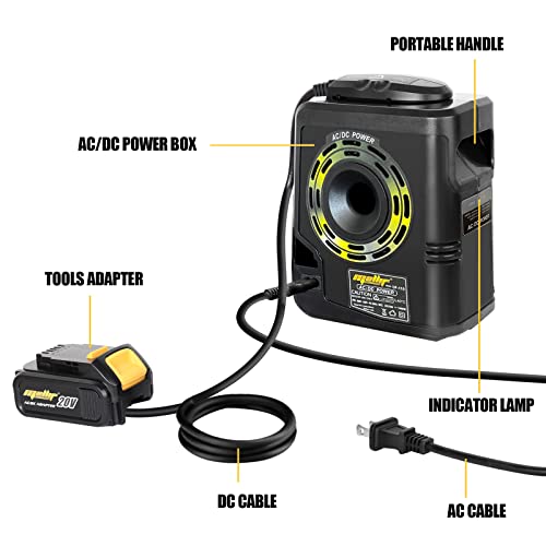 Mellif 20V Corded Adapter, Ac Power Adapter For Dewalt 20V 100W+ Tools, Ac 110V To Dc 20V Step Down Voltage Converter Replaces For Dewalt 20V Battery (Battery And Tool Not Included) #TOP1