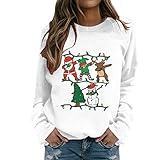Mosstars Pullover Rundhals Hoodie Elchdruck Sweatshirt Weihnachtspulli Weihnachten Damen Weihnachtspullover Junge Große Größe Lässig Übergangs Bequeme Lange Ärmel Xmas Schneemann Rentier Druck Warm