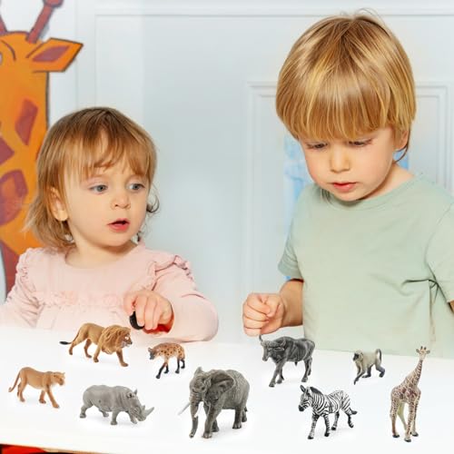 KQDRAVINE 9 Stück Safari Wildtiere Figur, Mini Waldtier, Zoo Spielzeuge, Bauernhof Tiere Spielzeug Tierfiguren Set, Tiere Spielzeug, Safari Animal Toys Figuren für Kinder