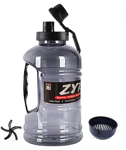 Image of Zyro Pack of 2, Gallon Water Bottle 1.5L with Mixer Ball & Strainer | BPA-Free, 100% Leak-Proof Gym, Office, Travel, Sports & Running Bottle Large Capacity Sipper for Men & Women Black Combo