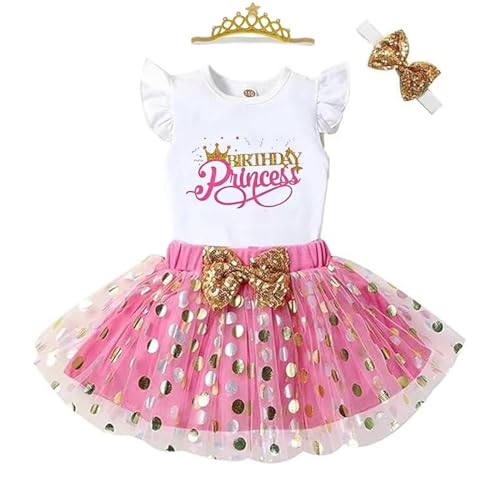 Toddler Kids Baby Girls Birthday Princess Outfits Dress Vest Sleeveless Shirts Tank Top Dot Mesh Tutu Skirt 2PCS