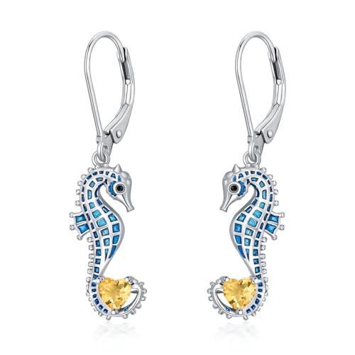 Boucles d'oreilles hippocampe bleu en argent pour sublimer vos tenues d'été