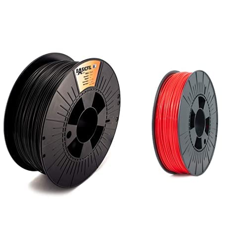 Basicfil PLA 1.75mm, 1 kg filament pour imprimate 3D, Noir & Crocs Literide, Sabots Mixte, Rouge (Romantic Red), 45/46 EU Cover