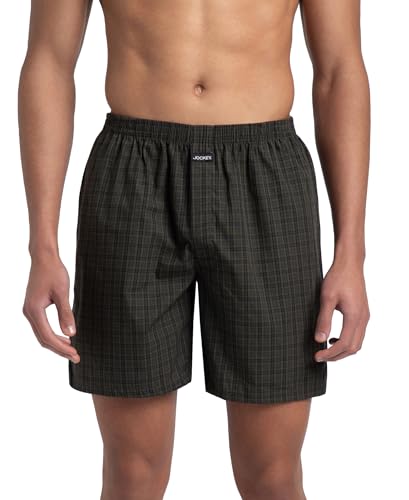 Image of Jockey 1223 Men Super Combed Mercerized Cotton Woven Checkered Boxer Shorts with Side Pocket (Pack of 2, Colors & Prints May Vary)