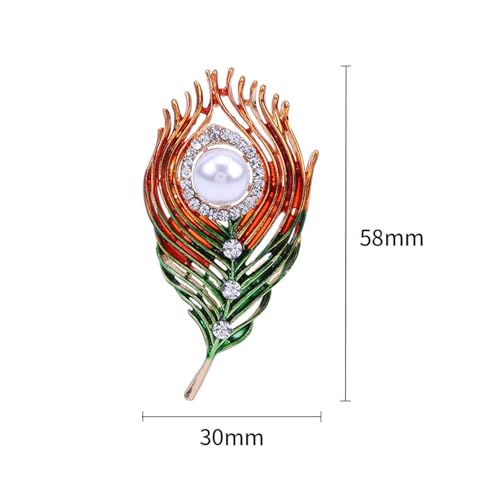 Image of Rhinestone Feather Brooches for Women Men,Vintage Animal Peacock Pin Gold /Silver /Blue / Crystal Diamond Lapel Pins Fashion Enamel Feather Leaf Brooch Elegant Dress Coat Pin Decor Wedding Christmas Birthday Jewelry