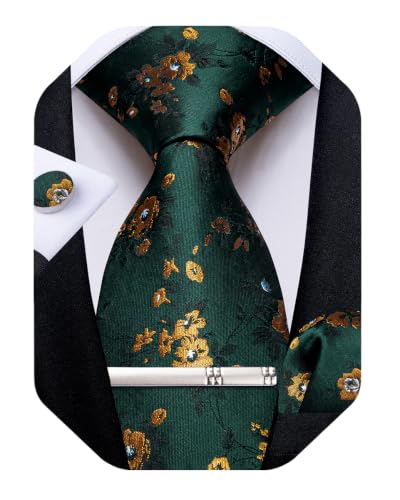 Image of DiBanGu Silk Floral Ties for Men Woven Paisley Necktie