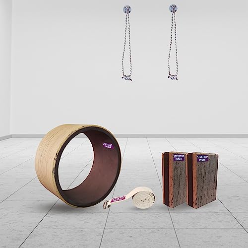 Image of Streetup India Yoga Wheel With Blocks, Strap and Wall Rope for Men and Woman| With High Density Strong Foam