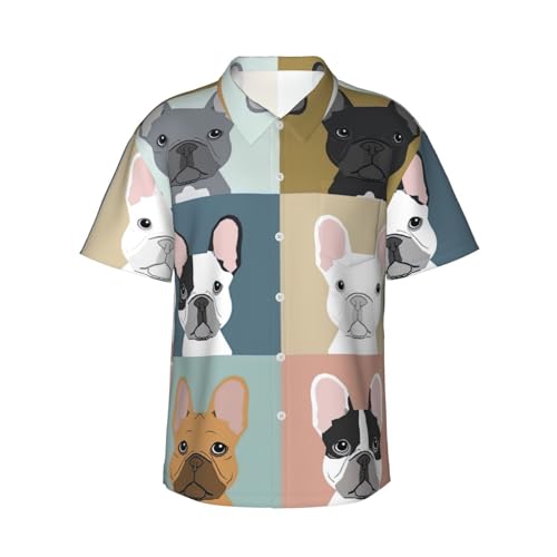 Chemise hawaïenne bouledogue français homme pour vos vacances et mariages