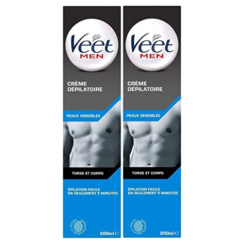 VEET Veet Men - Lote de 2 cremas depilatorias sensibles, tubo de 200 ml