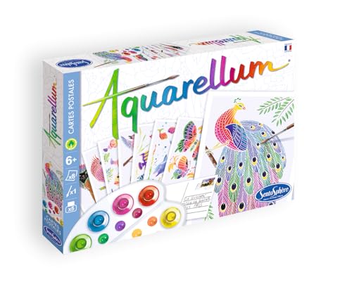 SentoSphère - AQUARELLUM - CARTES POSTALES ANIMAUX - Kit peinture - Peinture Aquarellable Magique - A partir de 7 ans - fabriqué en France