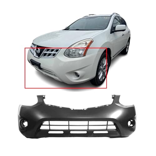 Image of FitParts Compatible with Nissan Rogue 2011-2013 Front Bumper Cover | Primed, With Fog Light Holes, Without Tow Hook Hole, Ready to Paint, OEM 620221VK0H, NI1000277