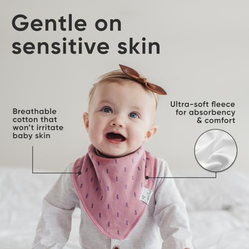 Copper Pearl 4 Pack Soft Cotton Baby Bibs for Drooling and Teething, Absorbent Drool Bibs for Baby Girl and Boy, Adjustable to Fit Newborns to Toddlers, Tons of Styles (Lola)4