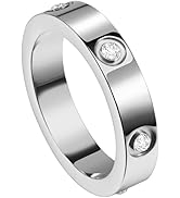 Love Friendship Rings 18K Gold Plated Silver with CZ Stainless Steel Promise Rings Wedding Band F...