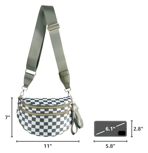 Image of FEIBOON Spacious Checkered Nylon Crossbody Bag Bum Bag Handbags Wallets for Women
