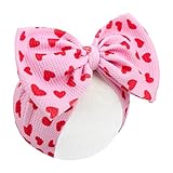 YanJie 7'' Valentines Hair Bow for Baby Girls Heart Headbands Valentine Hair Accessories for Infants Pink Headband Cute Bowknot Barrettes Hearts Outfit