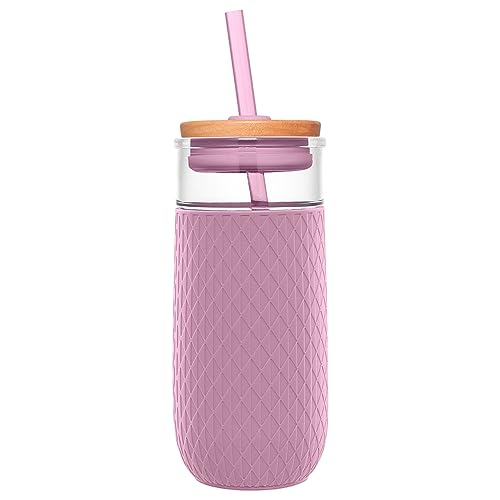 Comparison: Best Tumbler For Smoothies 10 Ello Devon 18oz Glass Tumbler with Straw, Friction Fit Bamboo Wood Lid and Silicone Sleeve | Perfect for Iced Coffee, Tea, and Smoothies | Mauve