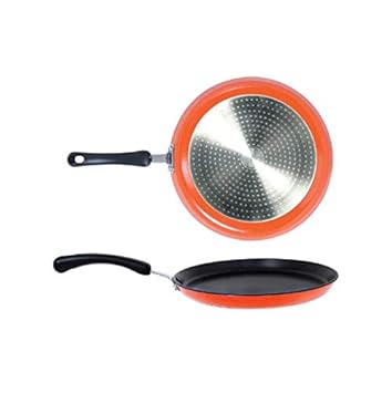 Meyer Non Stick Aluminium Dosa Tawa | Dosa tawa Induction Base | Nonstick Flat Dosa Tawa | Nonstick pan Big Size | Dosa Tawa with Single Handle, 28cm/3mm Thick, Orange