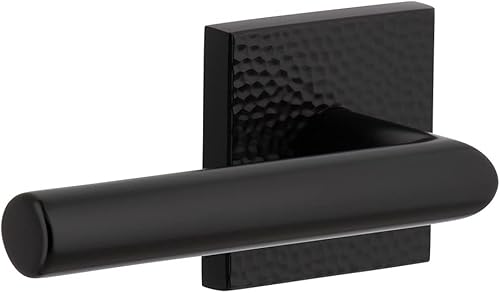 Viaggio Quadrato - Roseta martillada con palanca moderna en negro satinado