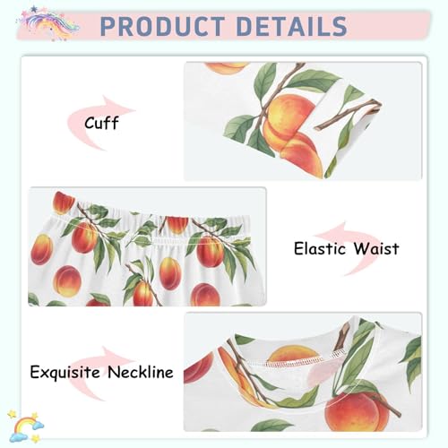Pajama Sets Long Sleeve Peaches Branch Pattern Soft Comfy Sleepwear 2 Piece PJS 3-8T4