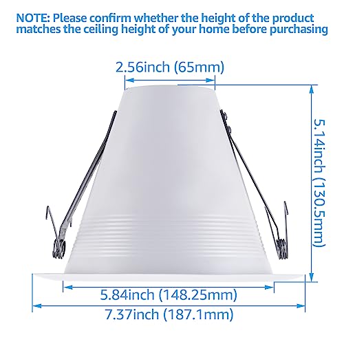 TORCHSTAR 6 Inch Recessed Can Light Trim, Air Tight Baffle Trim, IC-Rated Anti-Glare for 6 Inch Can, Self-Flanged Recessed Light Trim, White, Pack of 6