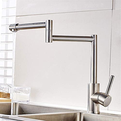Robinet mural pour évier devant fenêtre avec bec pliable rotatif