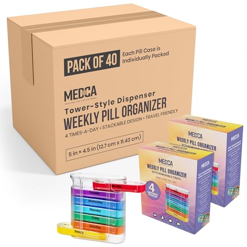 Image of MEDca Weekly Pill Organizer, Four Times-a-Day, 1 Dispenser with Stackable AM /PM Compartments (Case of 40)
