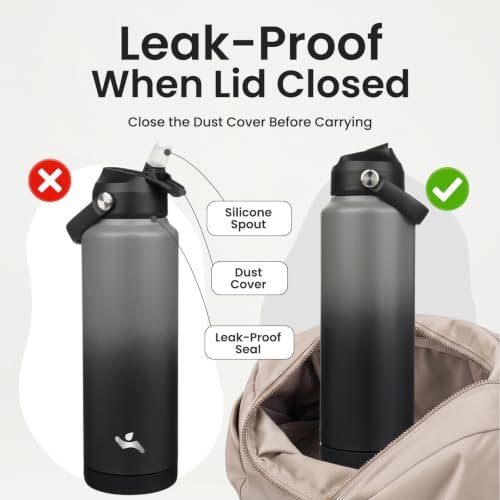 Image of Konokyo 40 oz Insulated Stainless Steel Sports Water Bottle with Straw Lid