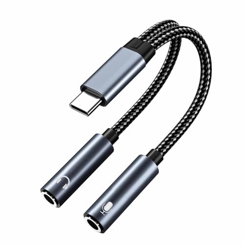Adaptador USB-C a 3.5mm, Adaptador Micrófono y Audio de Auriculares USB C, Splitter Micrófono y auricular, Compatible con iPhone 16 15, iPad, MacBook, Galaxy S25 S24 S23 S22, Pixel