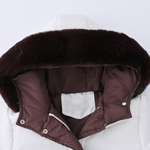 Little Girl Coat Winter Puffer Jacket Waterproof Parka Snow Outwear,Kids Floral Print Thick Hooded Windproof Coat (White, 5-6 Years)3