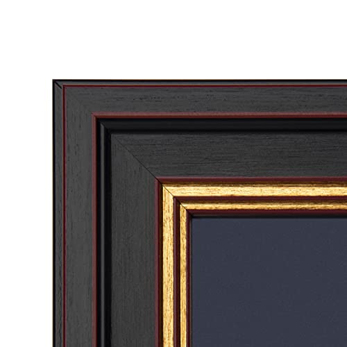 Golden State Art, 11X14 Frame For 8.5X11 Diploma/Certificate, Sawtooth Hangers For Wall Mounting With Real Glass, Black Gold & Burgundy Molding (Navy Blue/Gold Double Mat, 2-Pack) #TOP2