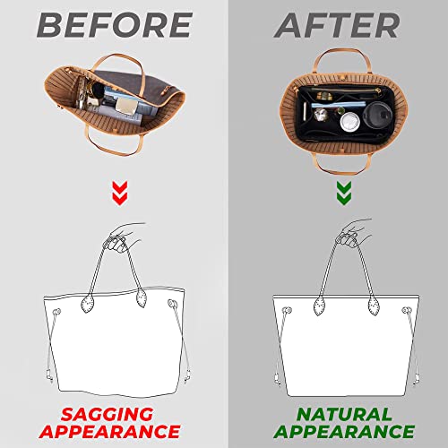 Exin Dechen Purse Organizer Insert (Black, Medium) - Bag Organizer With Zipper Handbag, Bag Organizer For Tote & Purse, Perfect For Speedy Never Full And More… #TOP6