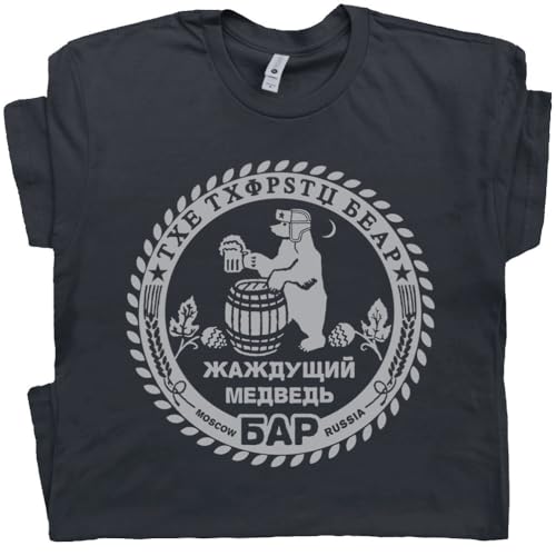 XXL - Russian T Shirt Russia Shirt for Men Women Guys Russian Beer Tshirt Cool Vintage Bar Pub Graphic Tee Vodka Absinthe Black