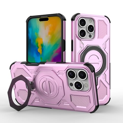Coque rigide silicone rose pour iPhone 15 Pro Max avec anneau magnétique épuré