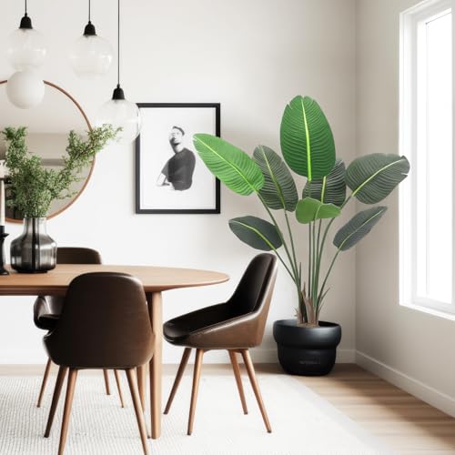 Garvee Artificial Bird of Paradise Plant, 4 Ft Faux Tropical Palm Tree, Fake Banana Leaf Tree Potted Silk Plant for Home Decor Indoor Outdoor Living Room Office Housewarming Gift